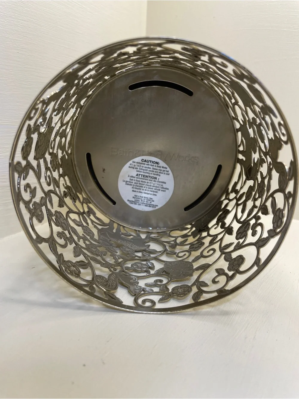 Bath & Body Works Gold Candle Holder with Orange Forest Animal Accents